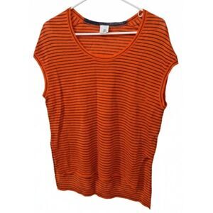 Iris And Ink Womens Medium linen top orange rust sustainable teeshirt